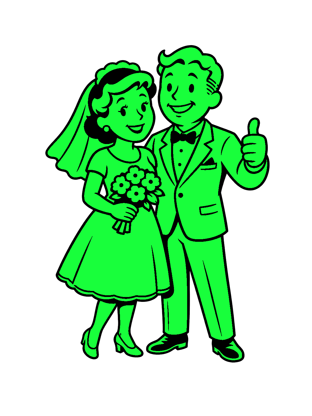 Original retro wedding couple mascot